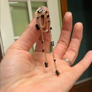 Gold and Black Dangle Earrings